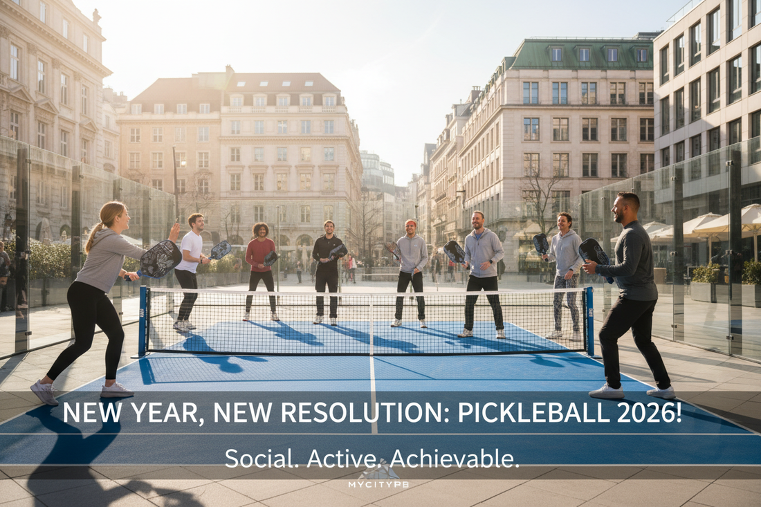 Menschen spielen Pickleball als Neujahrsvorsatz 2026 mit MyCityPB Paddles - Motivation und Fitness