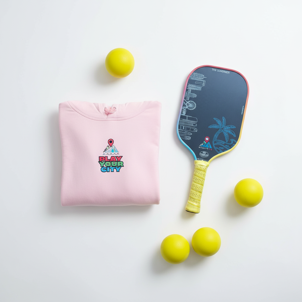 Flat Lay - Hoodie mit LA Paddle Setup