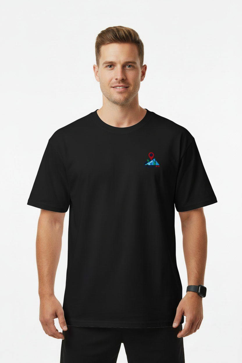 Schwarzes Shirt mit MyCityPB Europe Logo - Vorderansicht