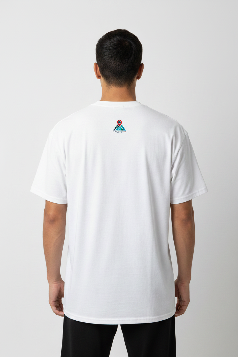 Weißes Shirt mit MyCityPB Europe Logo - Rückansicht